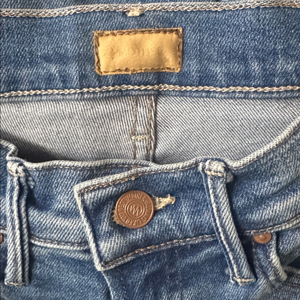MOTHER The Insider Crop Step Fray Jeans Work Hard Play Hard Size 25 - Picture 8 of 12